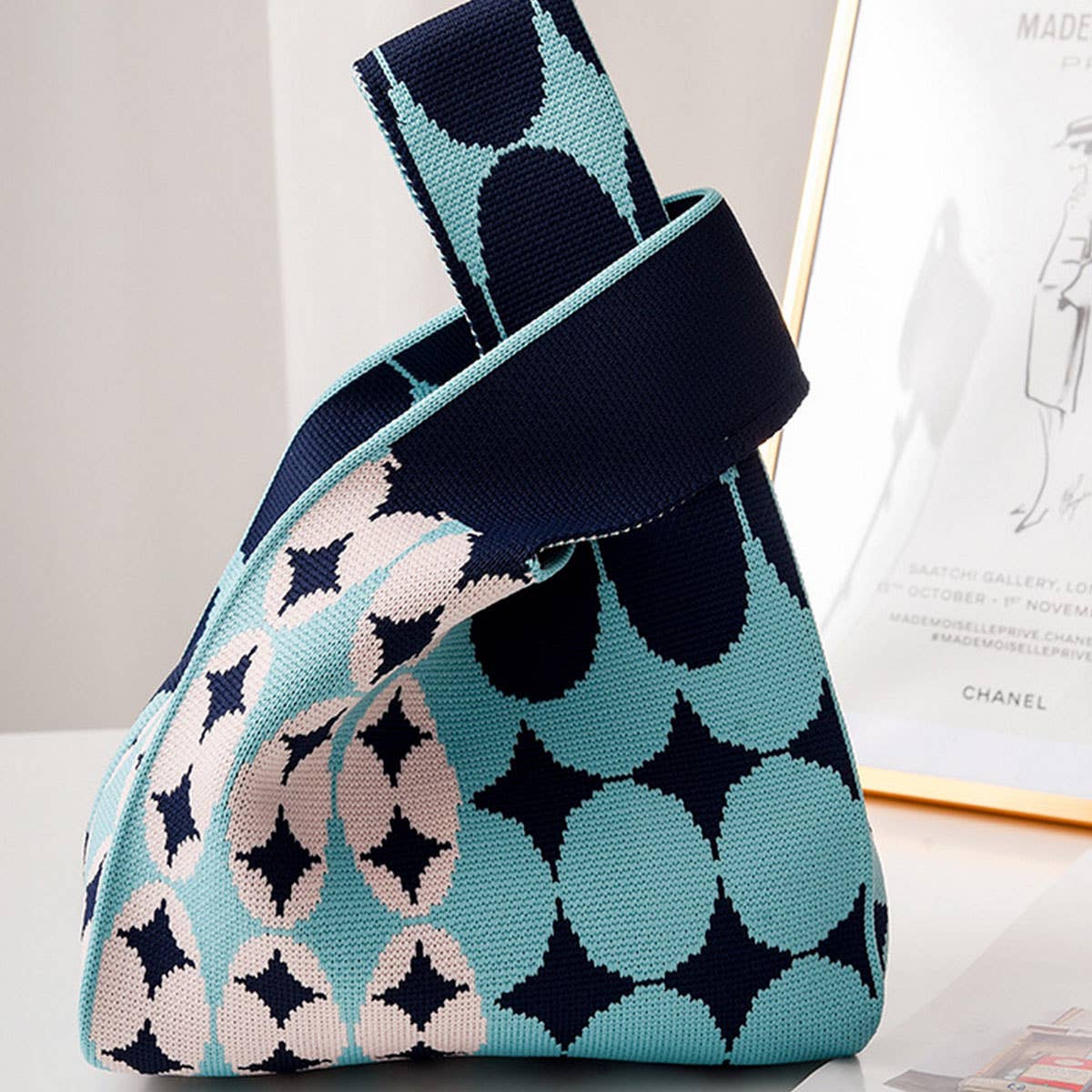 Trendy Knit Handbag for Women, Colorful Design