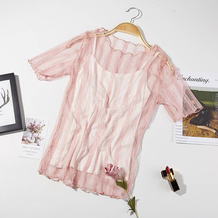 Sheer Mesh Lace Top