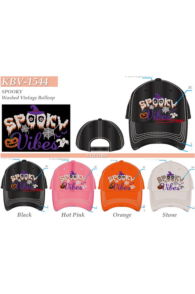 SPOOKY Halloween Washed Vintage Baseball Cap