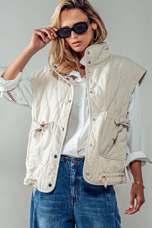 FRESH AIR QUILTED VEST-LT Taupe