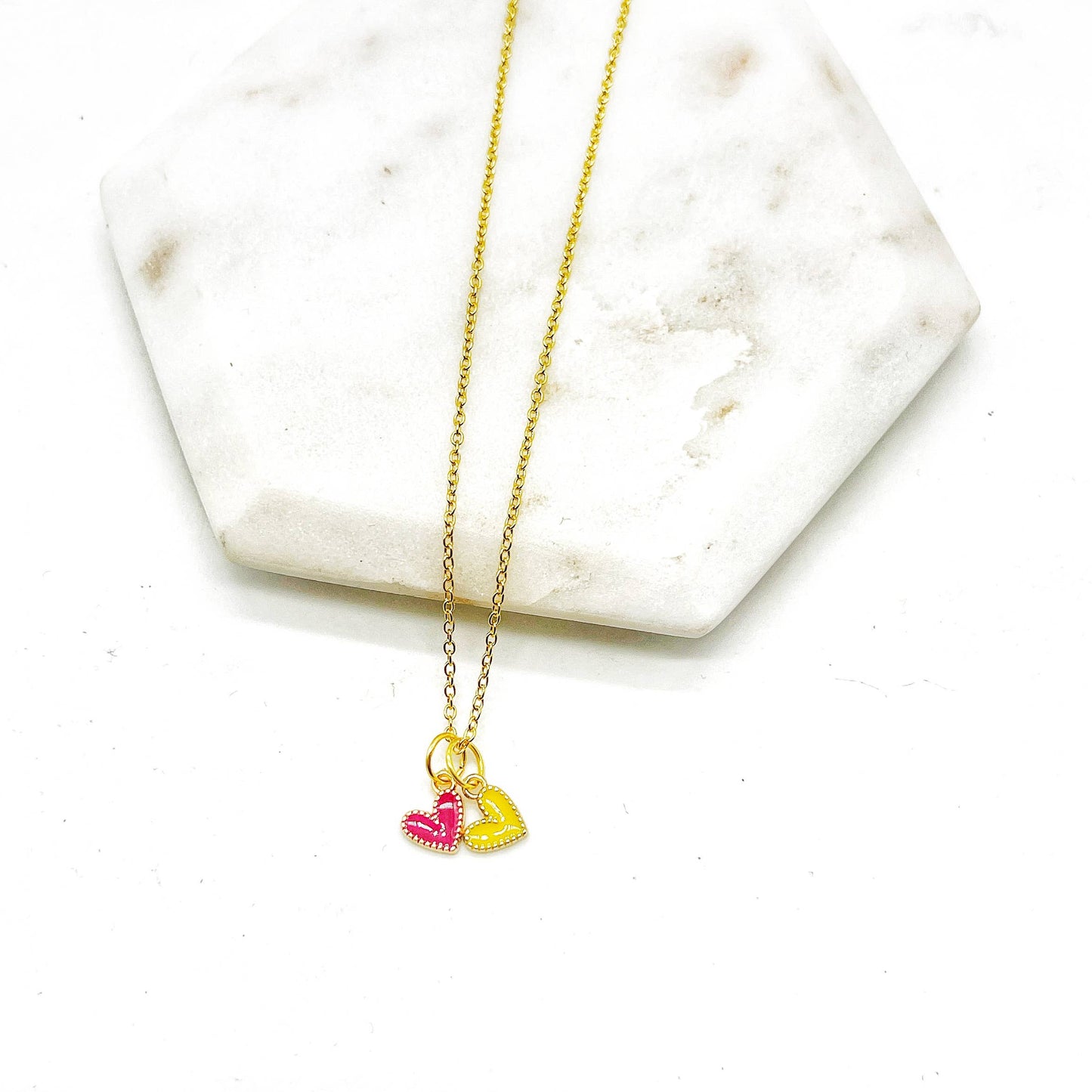 Red Yellow Chiefs Heart KC Charm Necklace Kansas City
