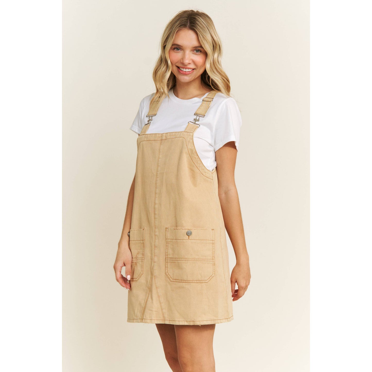 VINTAGE WASHING DENIM OVERALL MINI DRESS SKIRT