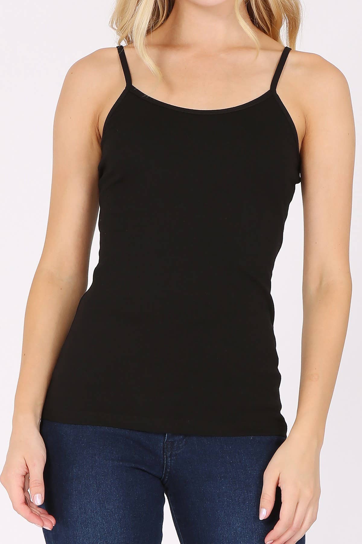 Basic cotton spandex camisole spaghetti strap tank top
