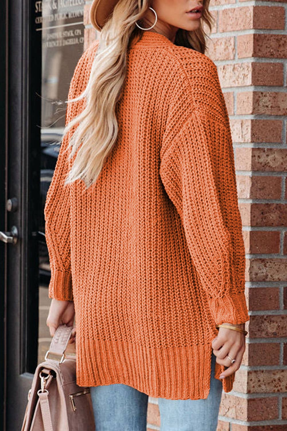 Button Front V Neck Chunky Cardigan Sweate