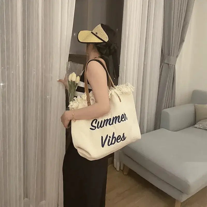 Large Embroidered Tote Bag