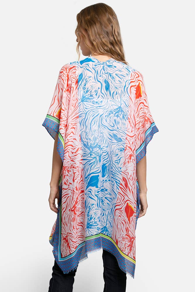 WAVEY MIXED PRINT KIMONO