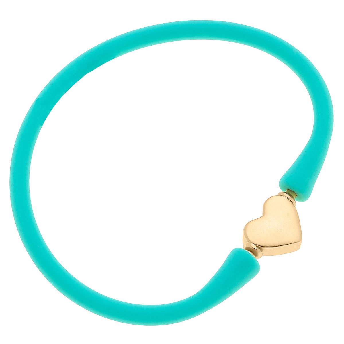 Bali 24K Gold Plated Heart Bead Silicone Bracelet