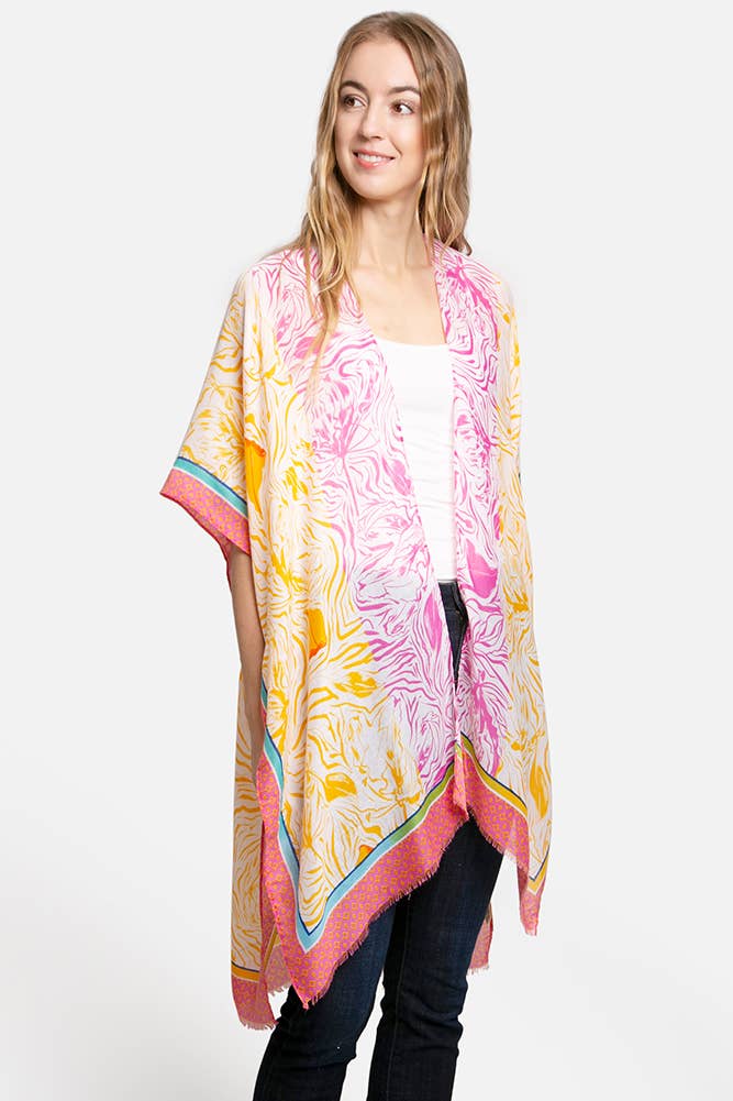 WAVEY MIXED PRINT KIMONO