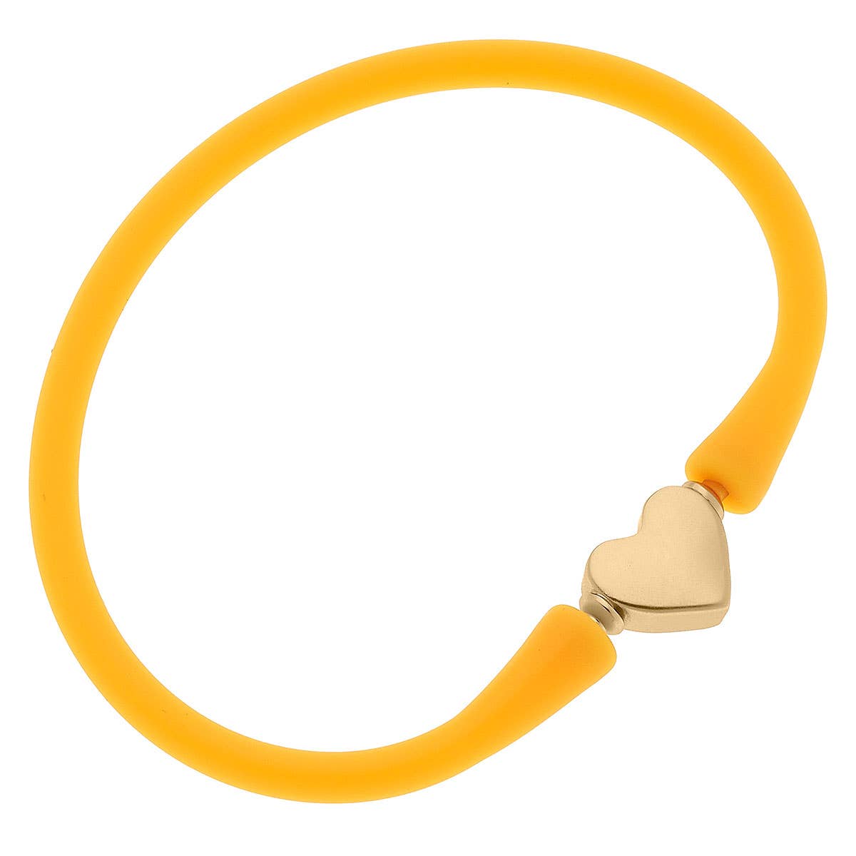 Bali 24K Gold Plated Heart Bead Silicone Bracelet