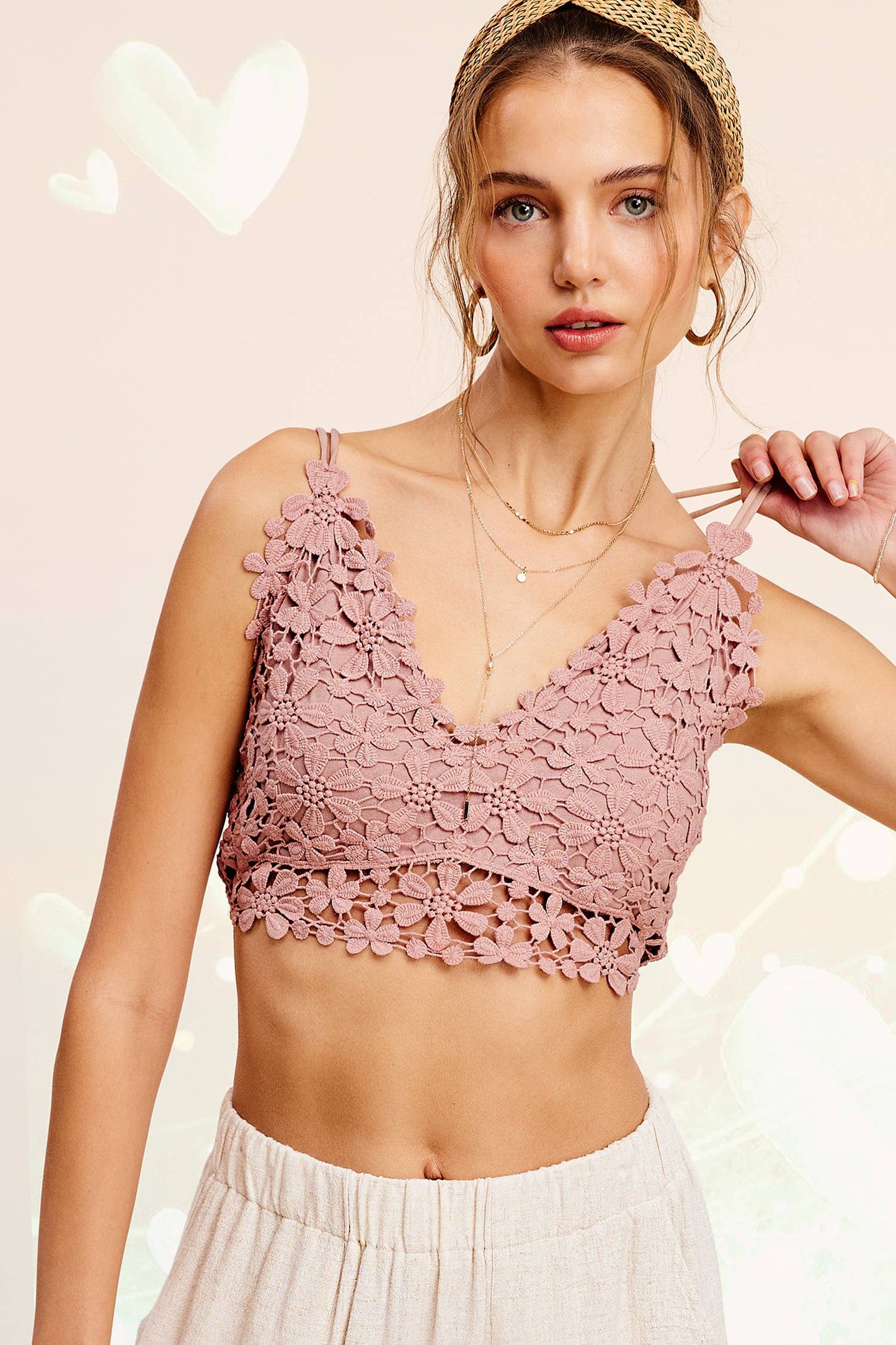 Stylish Floral Crochet Lace Bralette Top
