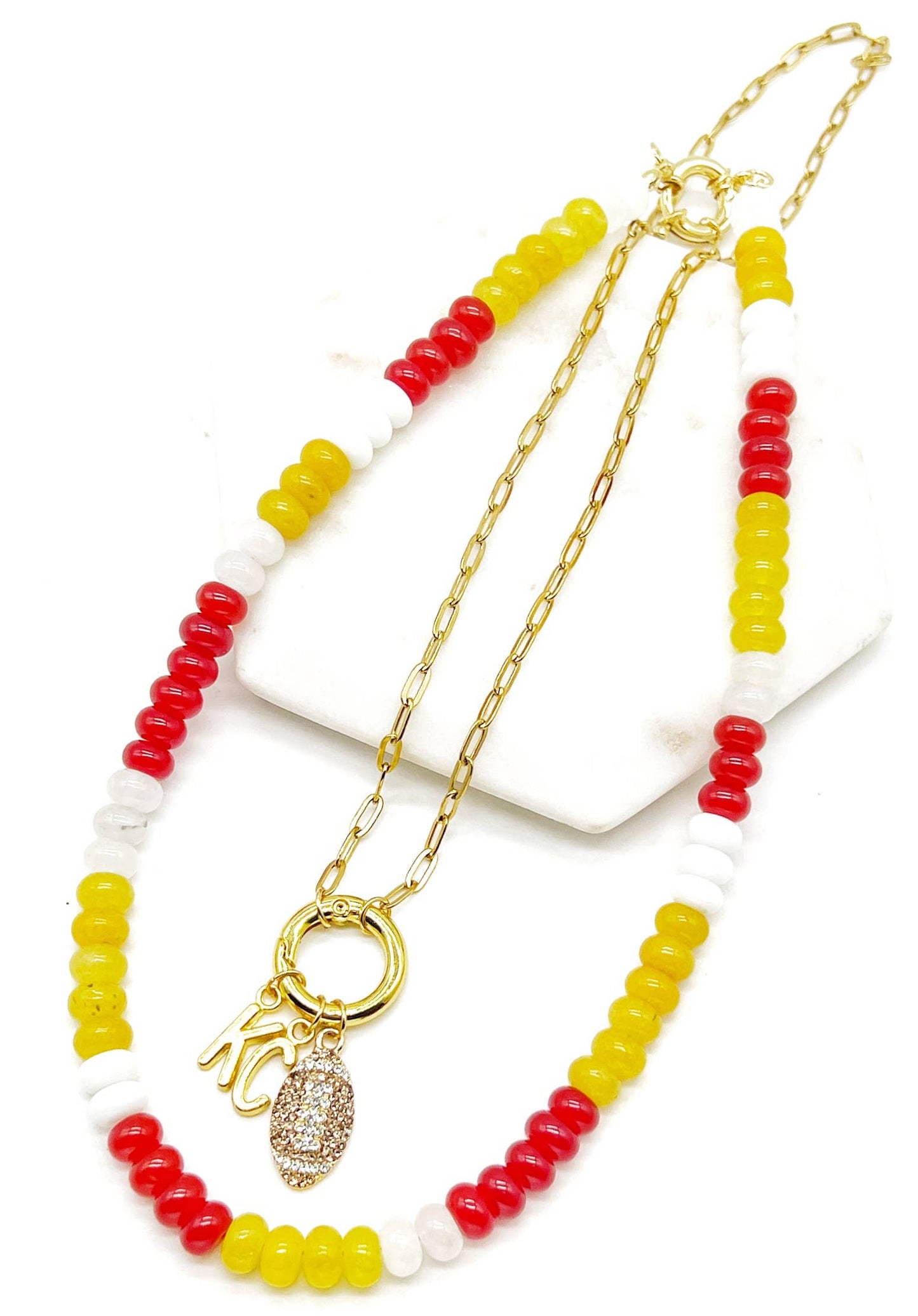 KC Football Charm Chiefs Rhinestone Kansas City Necklace
