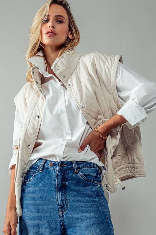 FRESH AIR QUILTED VEST-LT Taupe