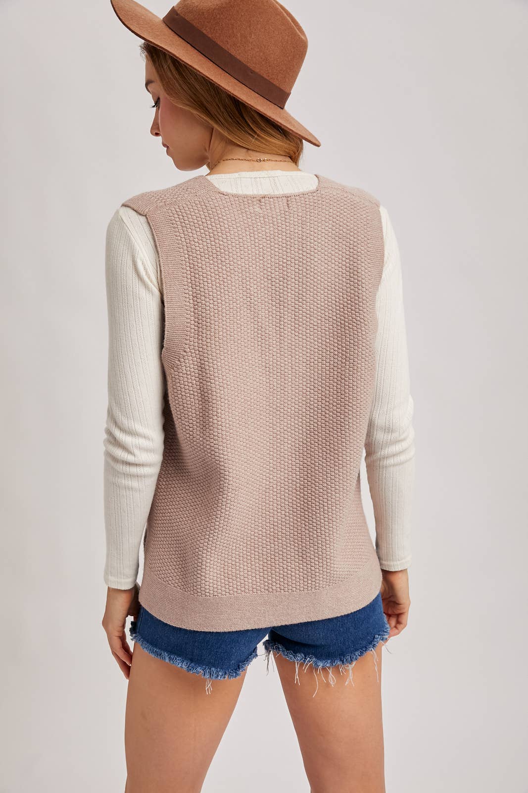 WHOLEGARMENT V-NECK KNIT SWEATER VEST