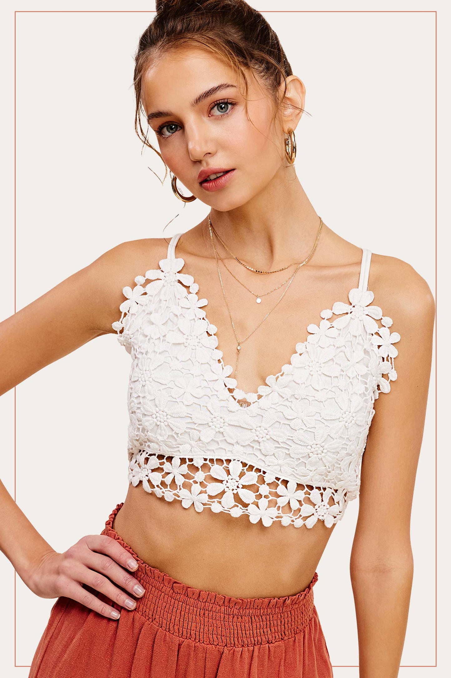 Stylish Floral Crochet Lace Bralette Top