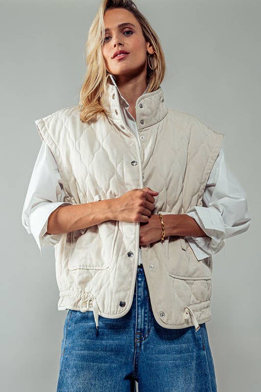 FRESH AIR QUILTED VEST-LT Taupe