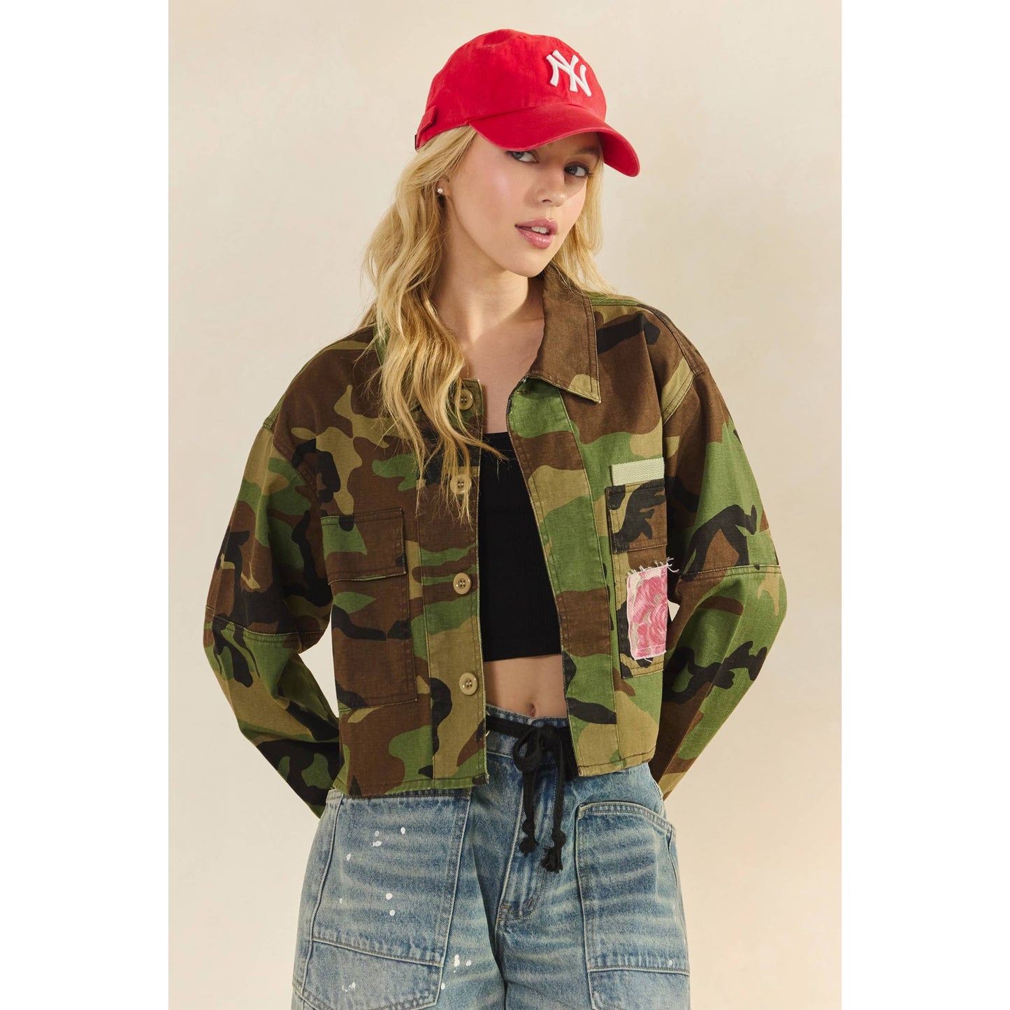 Camo Sequins Contrast Jacket