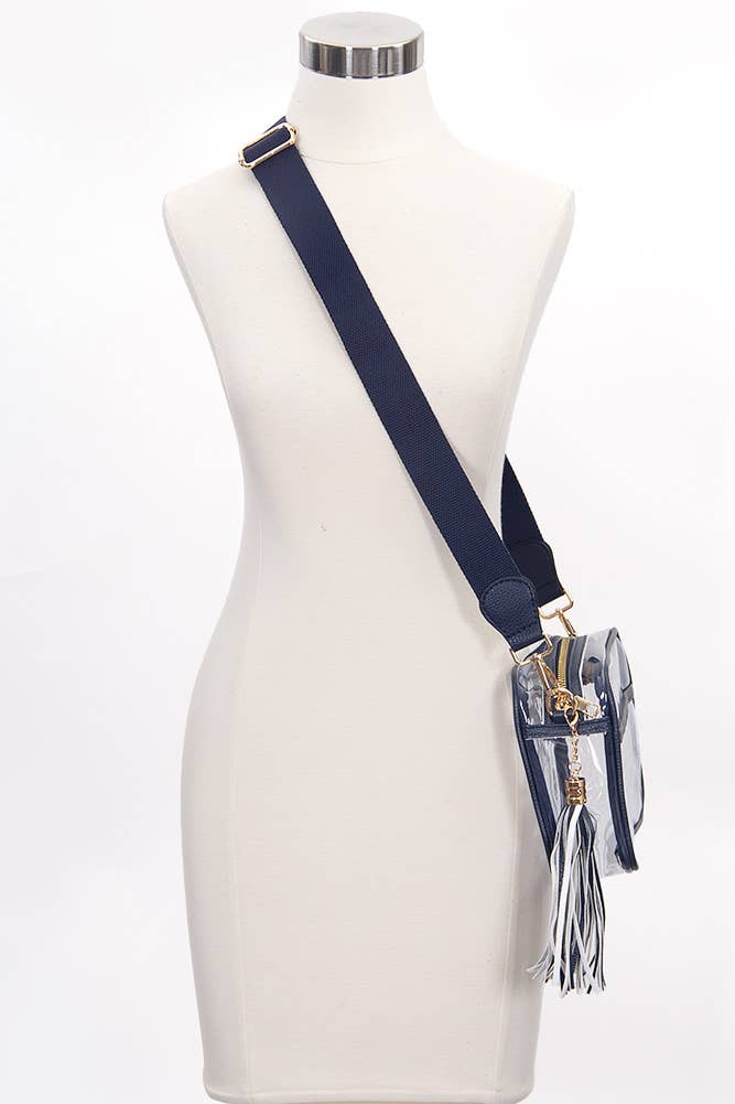 Clear PU Cross Body Camera Bag with tassel