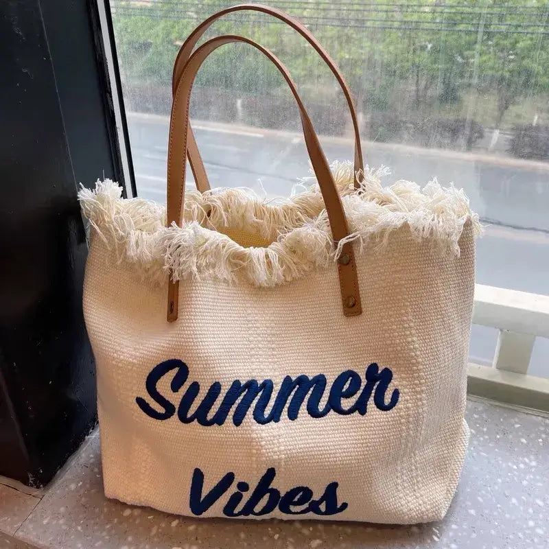 Large Embroidered Tote Bag