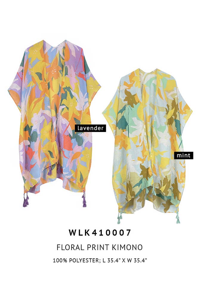 Floral Print Tassel Summer Kimono