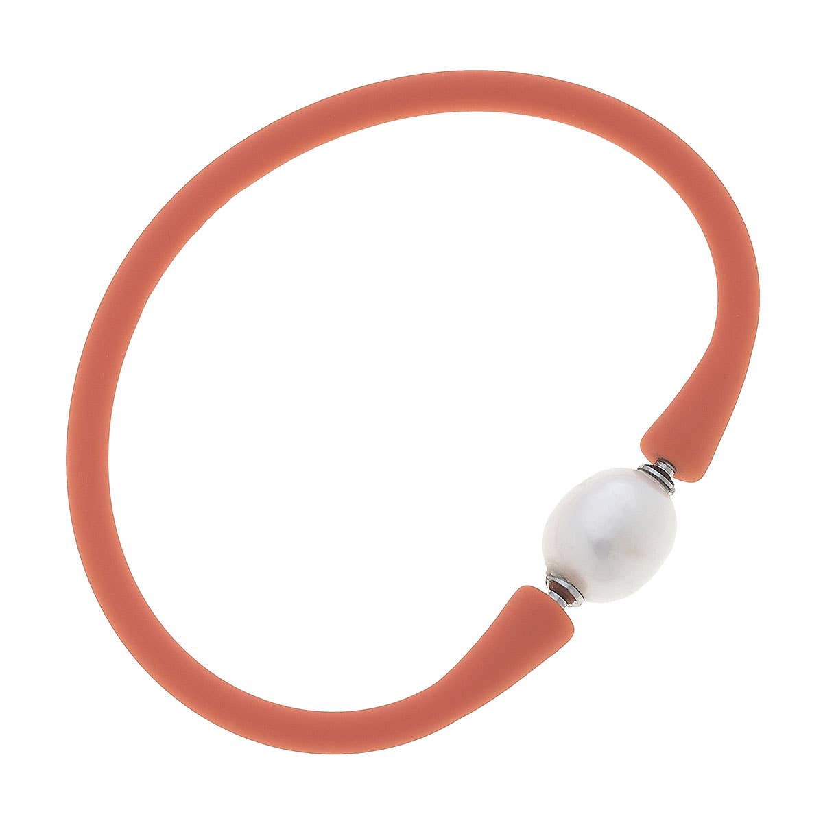 Bali Freshwater Pearl Silicone Bracelet-coral