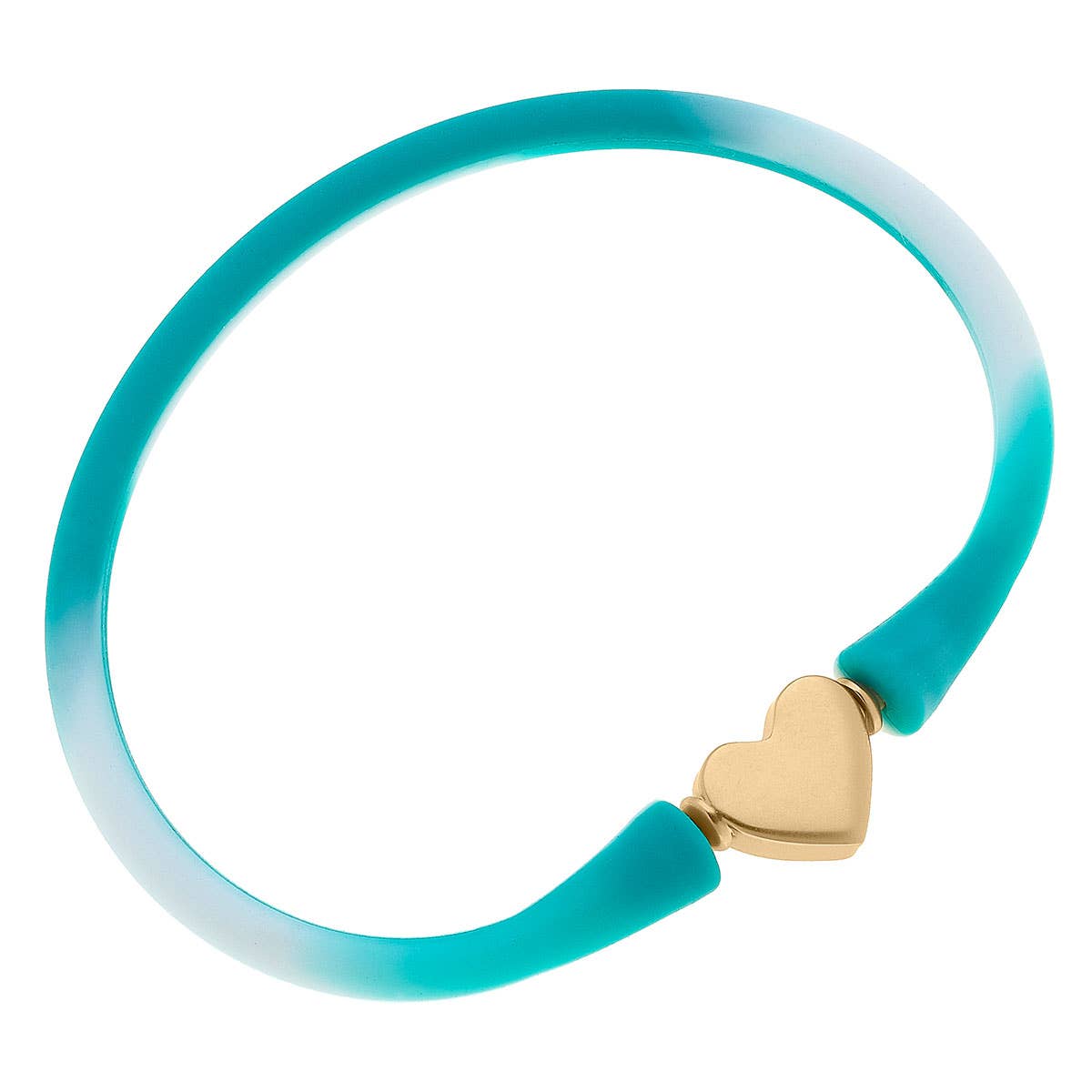 Bali 24K Gold Plated Heart Bead Silicone Bracelet