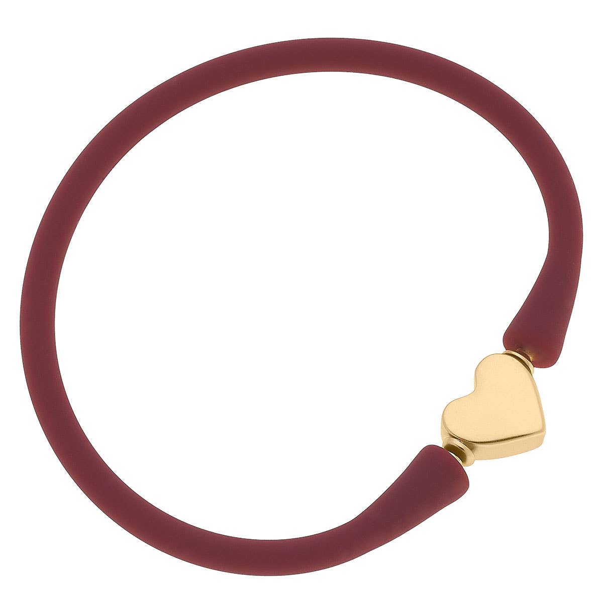 Bali 24K Gold Plated Heart Bead Silicone Bracelet