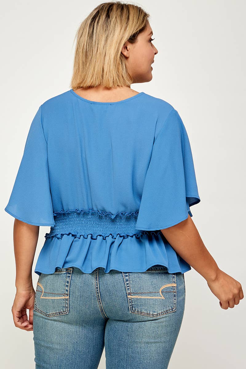 SOLID SMOKED WAIST TOP