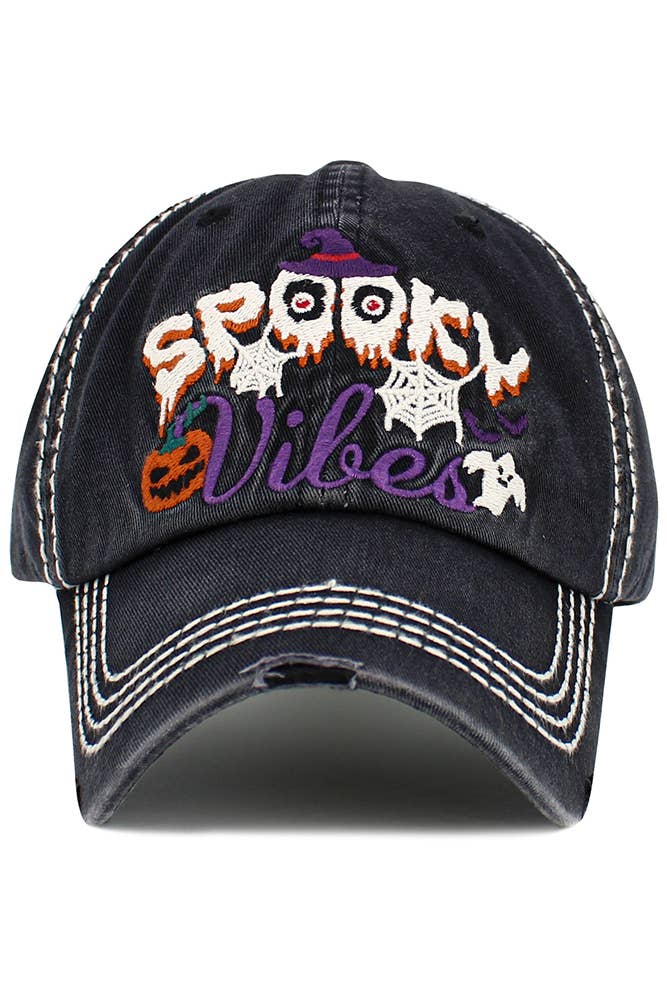 SPOOKY Halloween Washed Vintage Baseball Cap