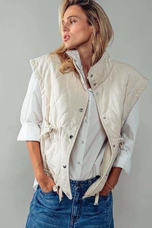 FRESH AIR QUILTED VEST-LT Taupe