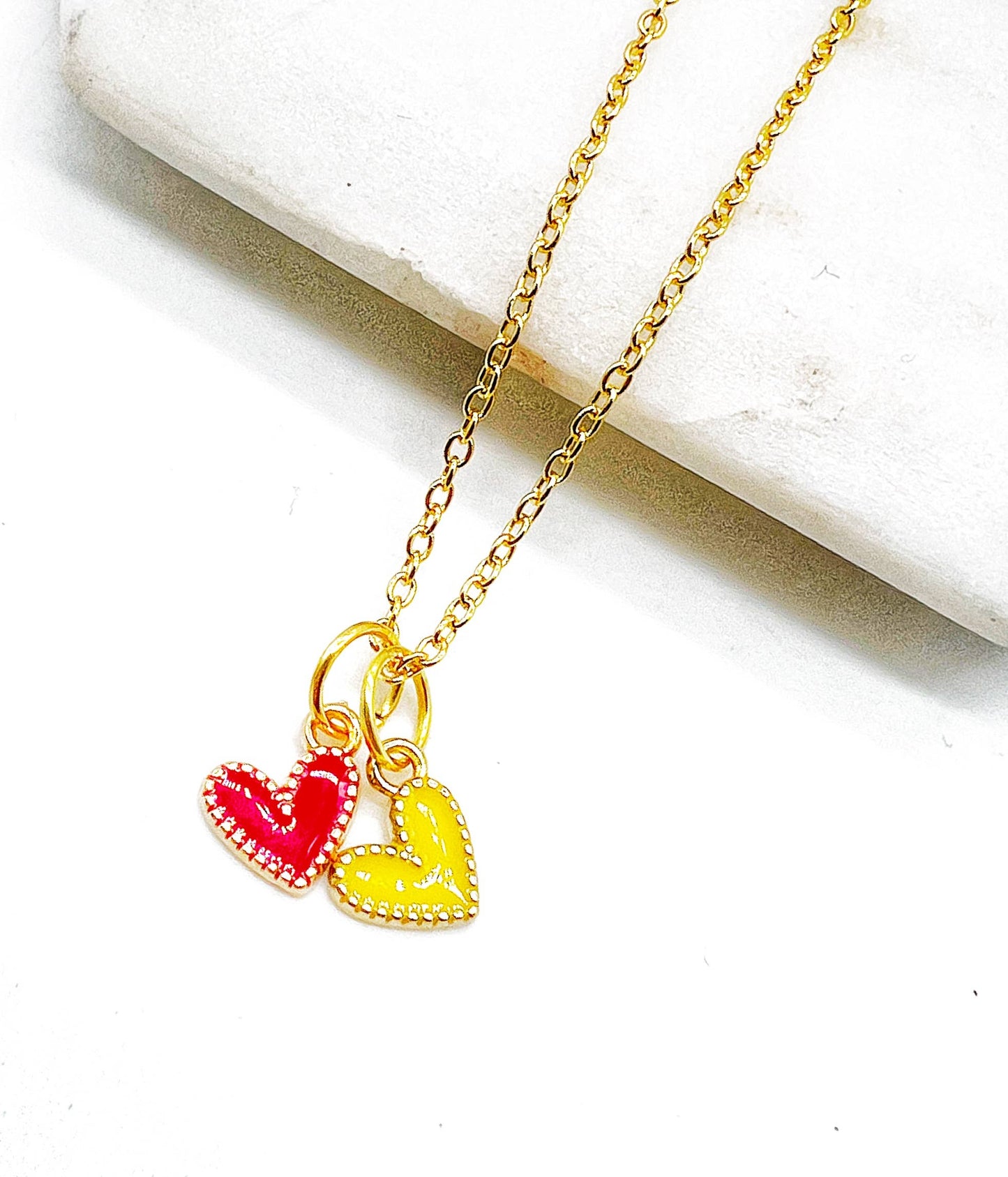 Red Yellow Chiefs Heart KC Charm Necklace Kansas City