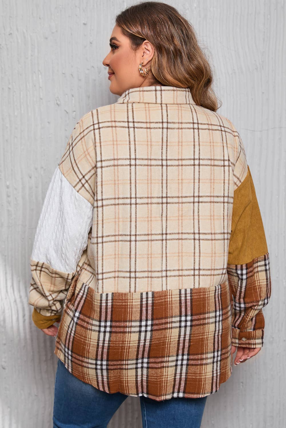 Plaid Color Block Patchwork Shirt Jacket