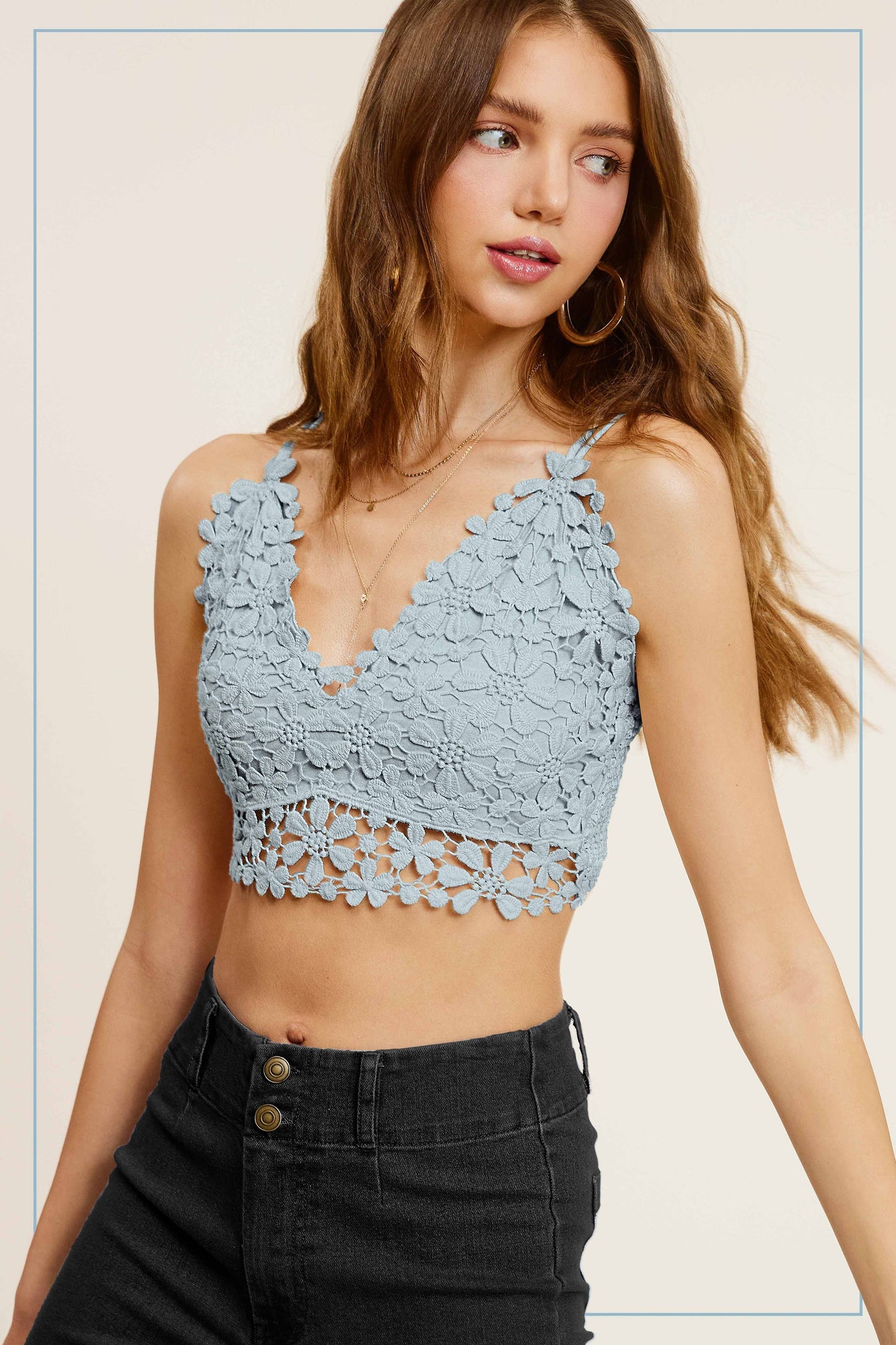 Stylish Floral Crochet Lace Bralette Top