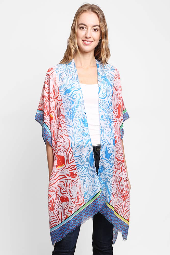WAVEY MIXED PRINT KIMONO