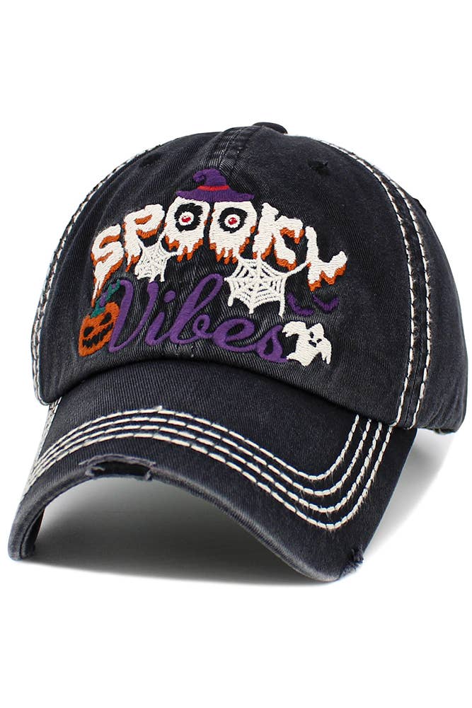 SPOOKY Halloween Washed Vintage Baseball Cap