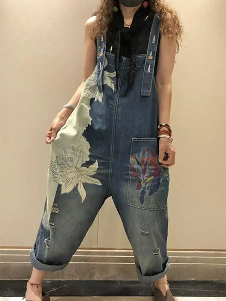 Denim Luxury Bleached Overall Jumpsuit