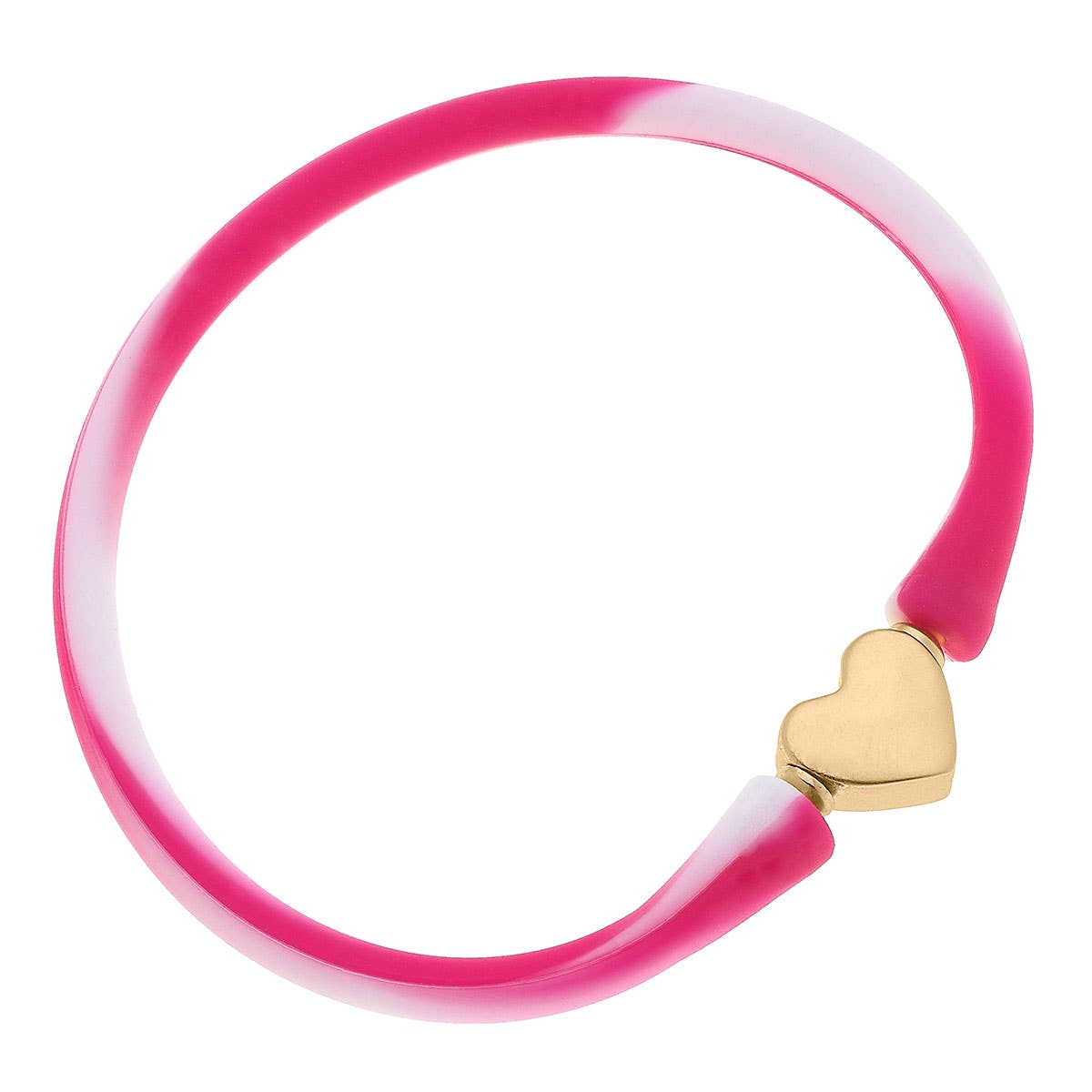 Bali 24K Gold Plated Heart Bead Silicone Bracelet