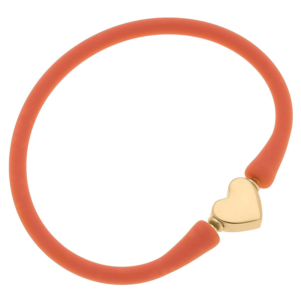 Bali 24K Gold Plated Heart Bead Silicone Bracelet