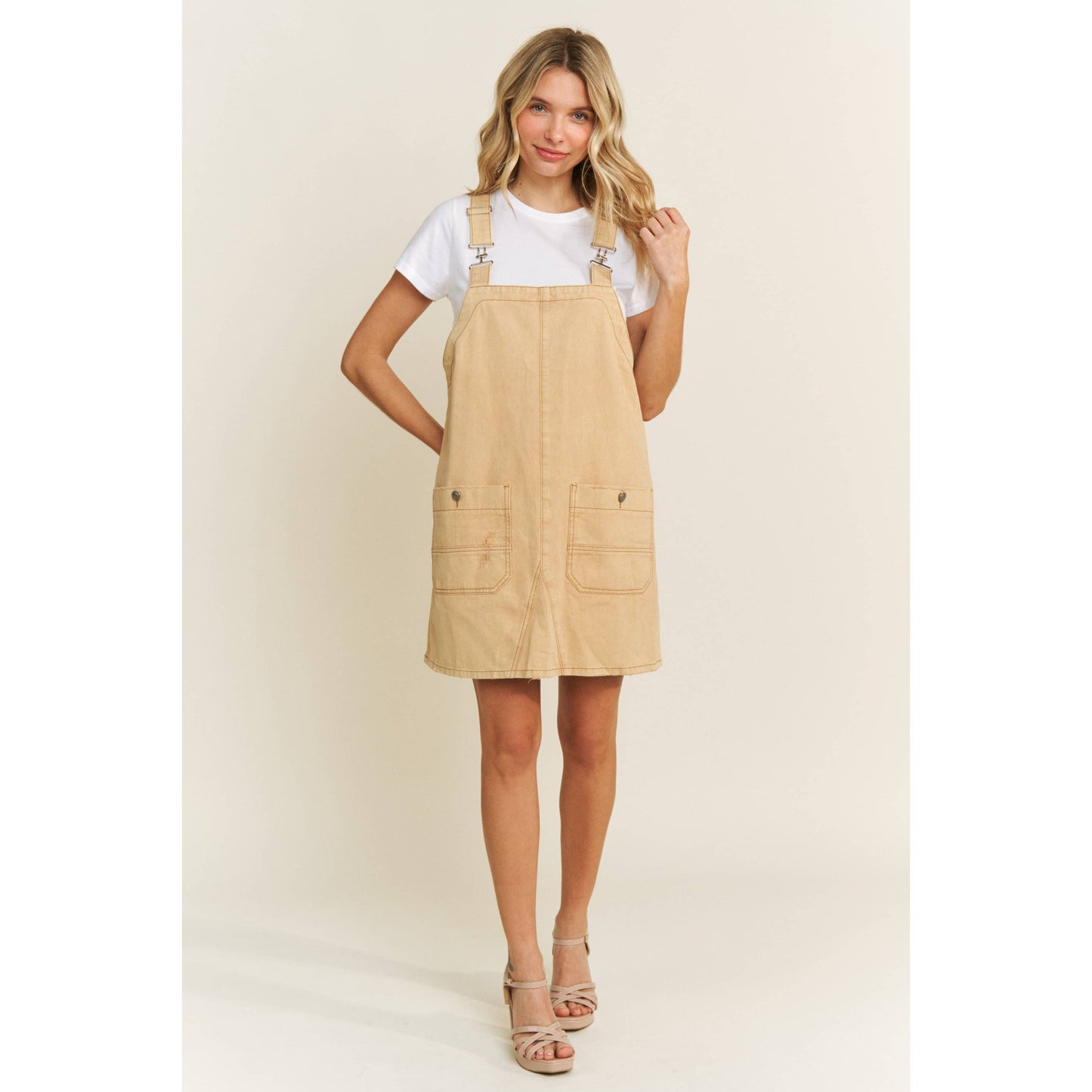 VINTAGE WASHING DENIM OVERALL MINI DRESS SKIRT