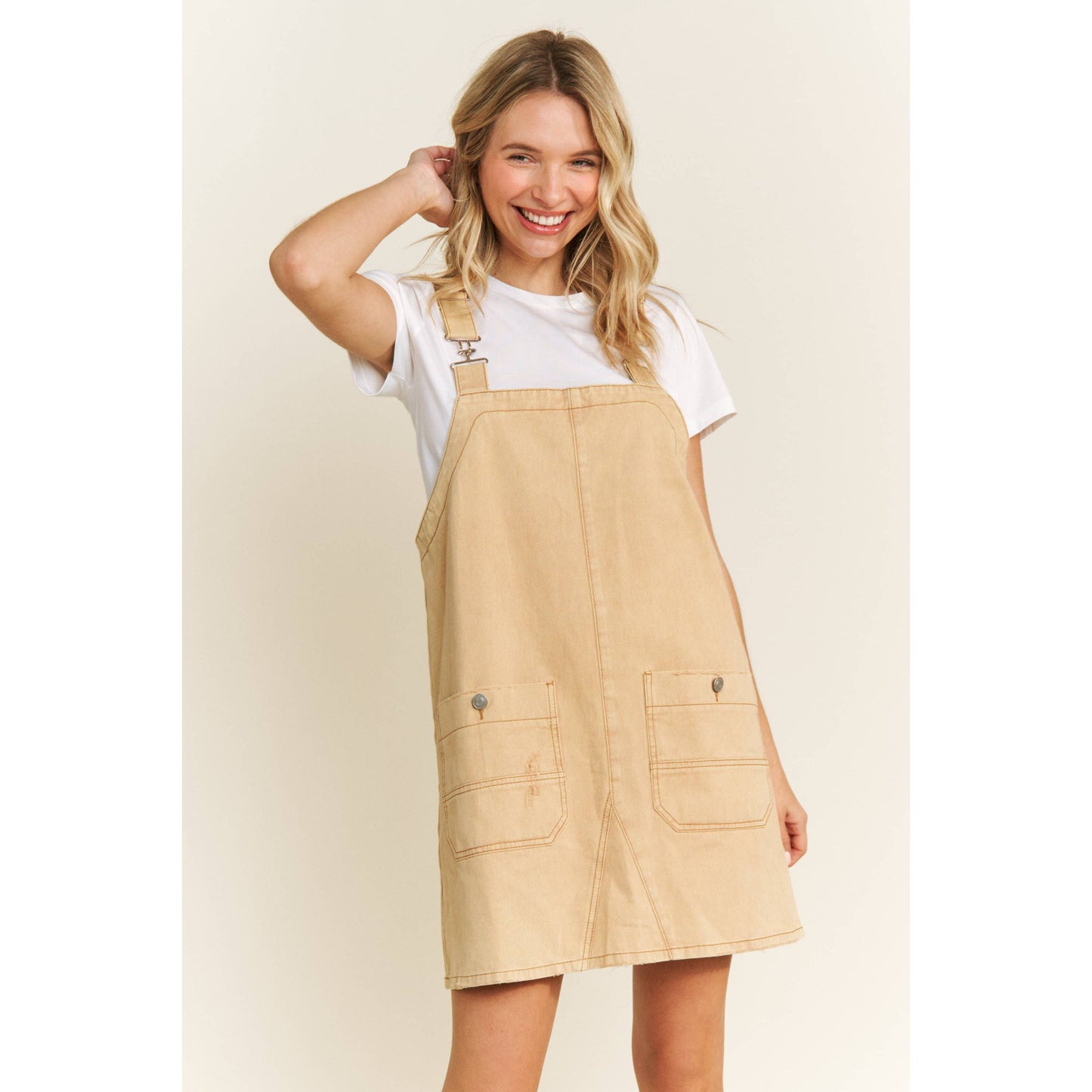 VINTAGE WASHING DENIM OVERALL MINI DRESS SKIRT