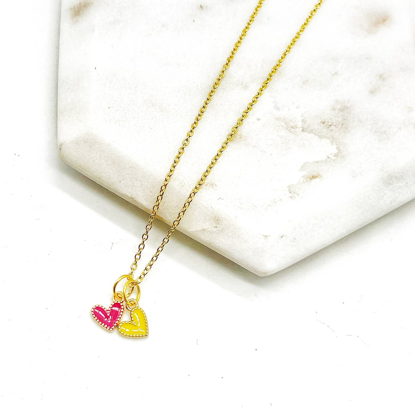 Red Yellow Chiefs Heart KC Charm Necklace Kansas City