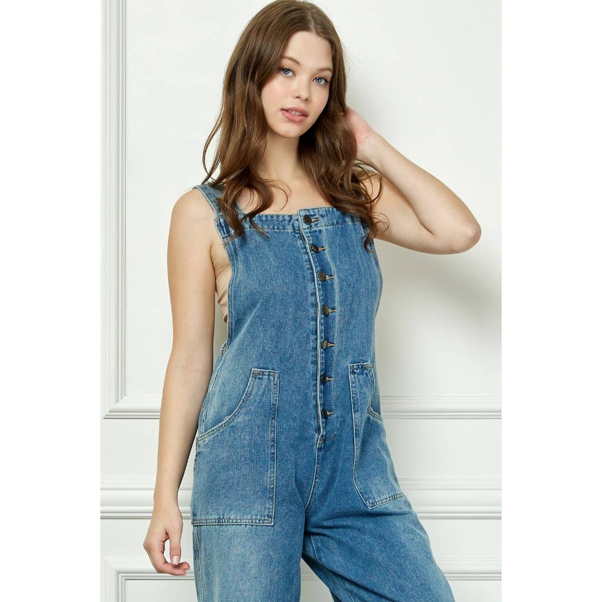 Denim Multi Button Fatigue Overall
