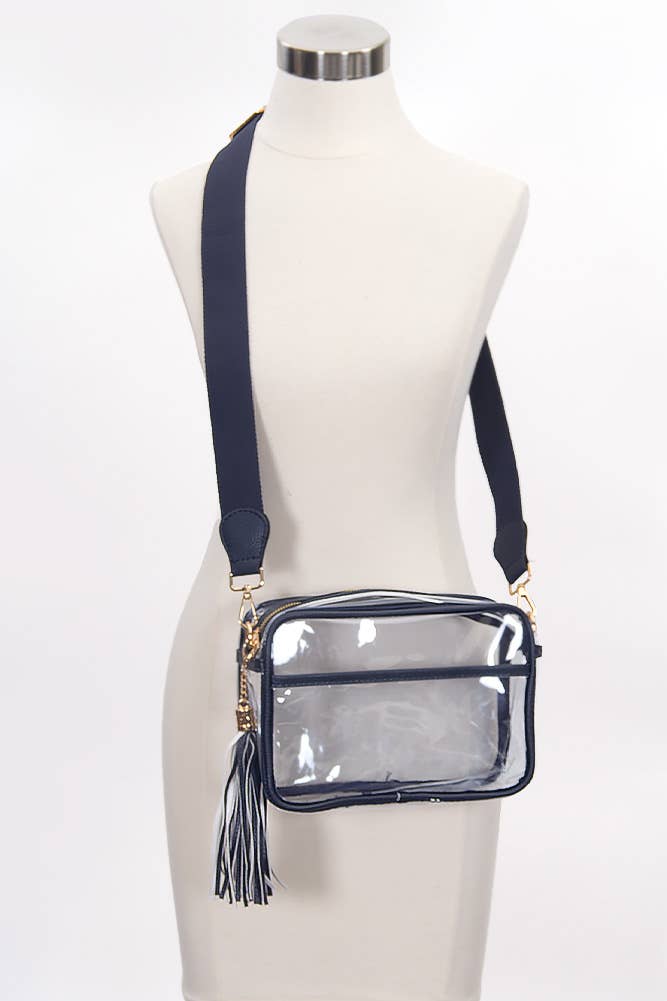Clear PU Cross Body Camera Bag with tassel