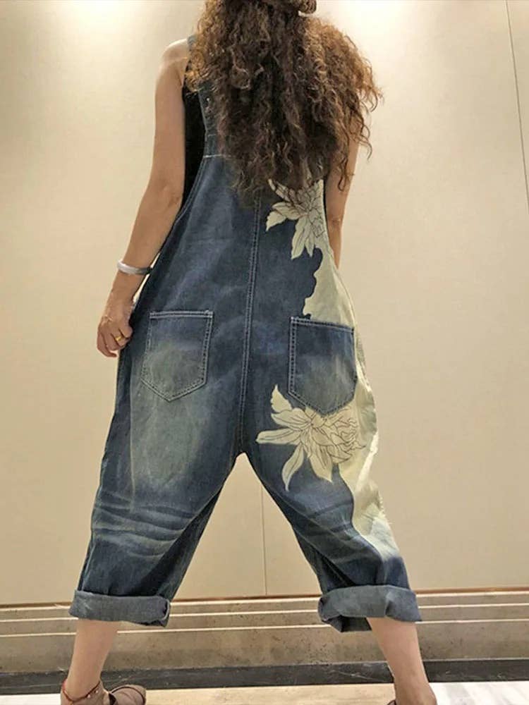 Denim Luxury Bleached Overall Jumpsuit