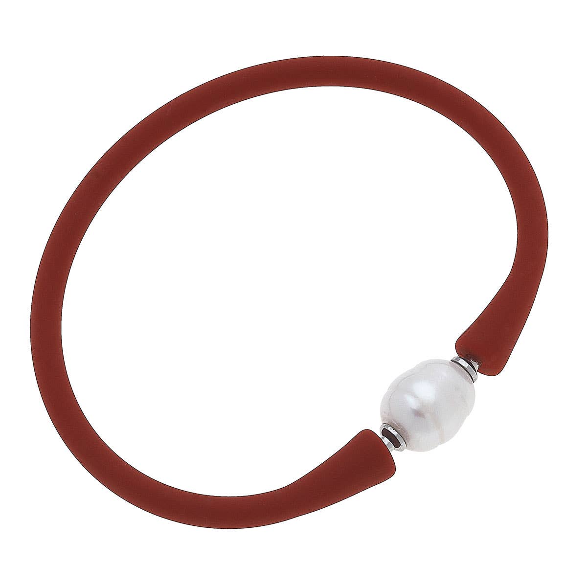 Bali Freshwater Pearl Silicone Bracelet-coral