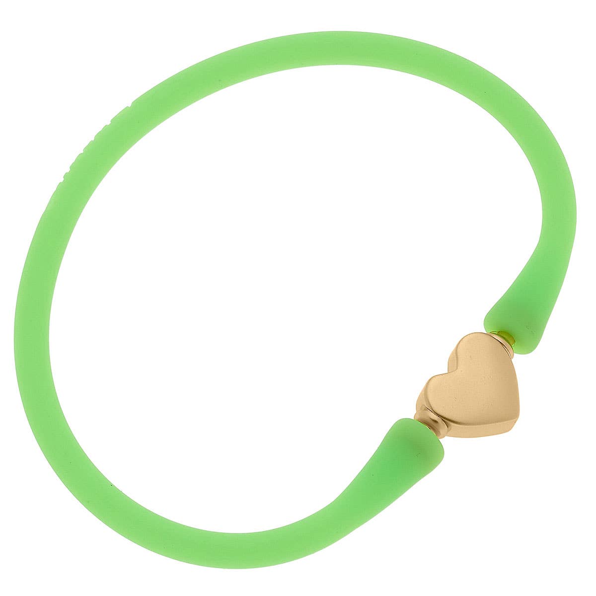 Bali 24K Gold Plated Heart Bead Silicone Bracelet