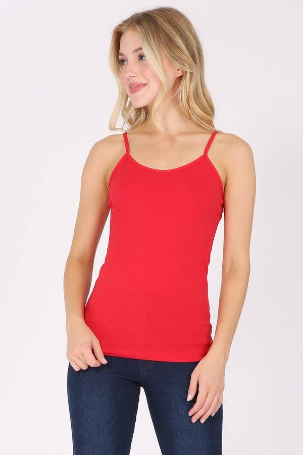 Basic cotton spandex camisole spaghetti strap tank top