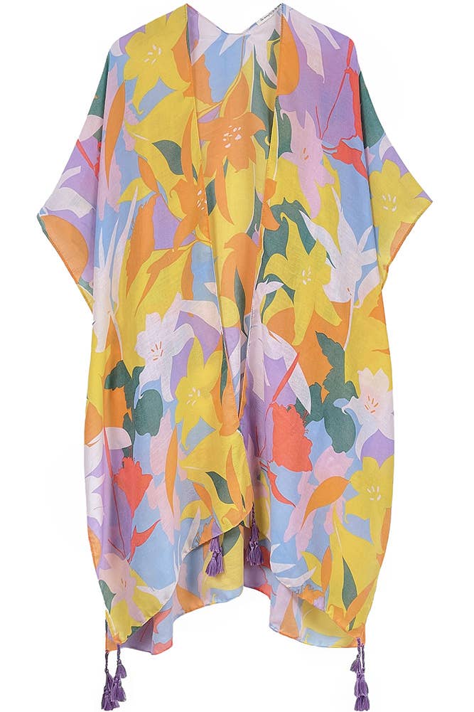 Floral Print Tassel Summer Kimono