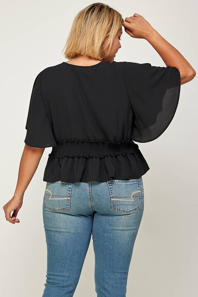 SOLID SMOKED WAIST TOP