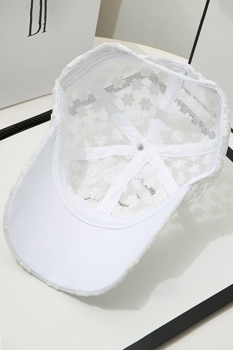 Summer Sun Hat, Lace Baseball Cap, Women’s Floral