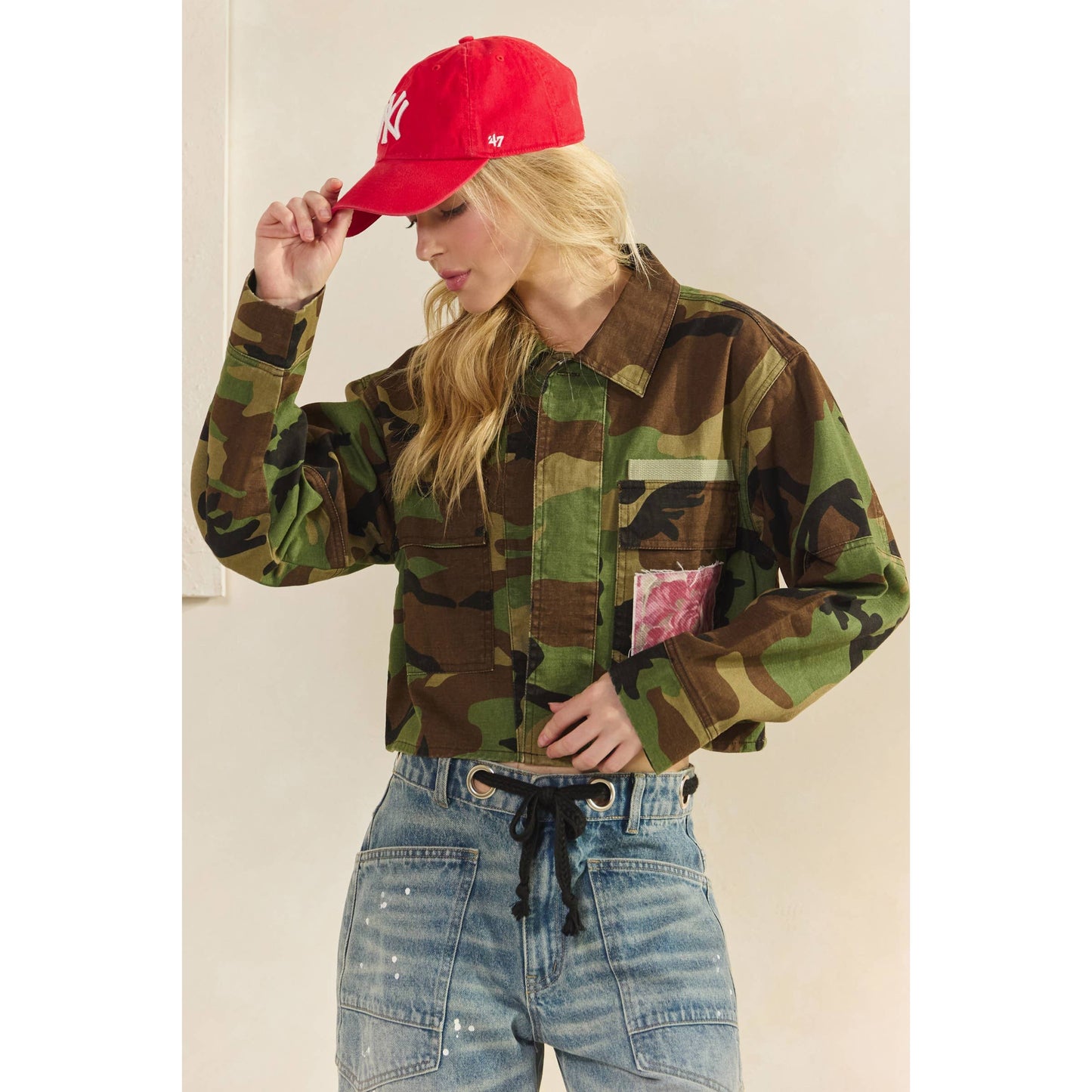 Camo Sequins Contrast Jacket